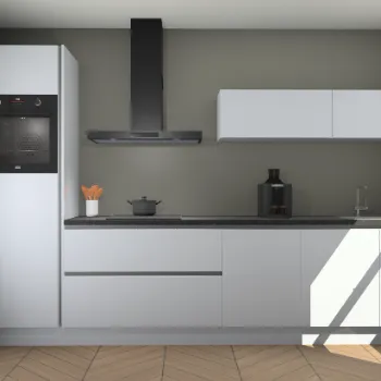 Witte hoogglans greeploze keuken Rotterdam 21436
