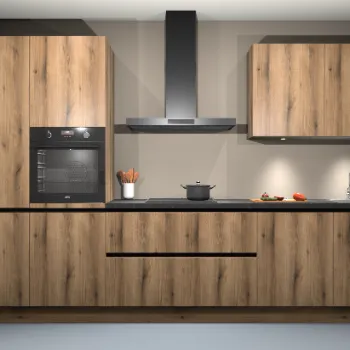Goud eiken greeploze keuken Ankara 21498