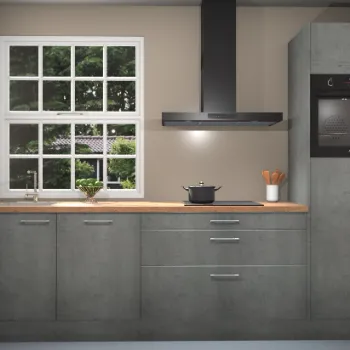 Beton parelgrijze keuken Londen 21724