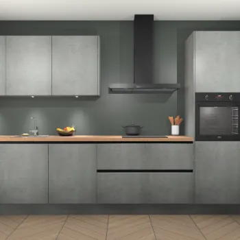 Beton parelgrijze greeploze keuken Stockholm 21533