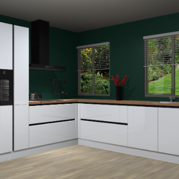 Sneeuwwitte hoogglans greeploze keuken Palermo 36030