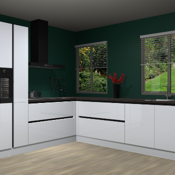 Sneeuwwitte hoogglans greeploze keuken Palermo 36042