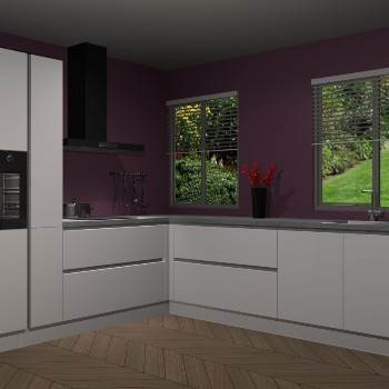 Zijdegrijze hoogglans greeploze keuken Palermo 36063