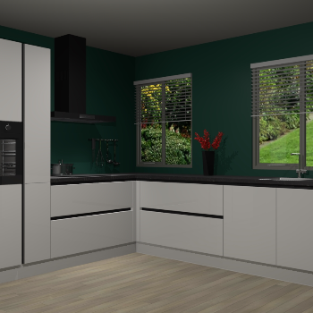 Zijdegrijze hoogglans greeploze keuken Palermo 36090