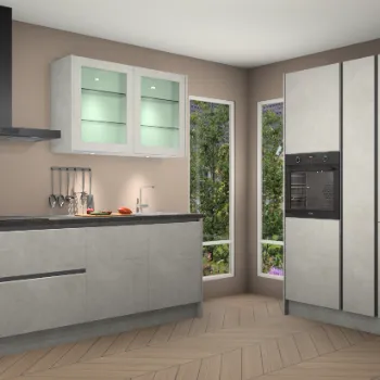 Beton opaal greeploze keuken Oslo 21462