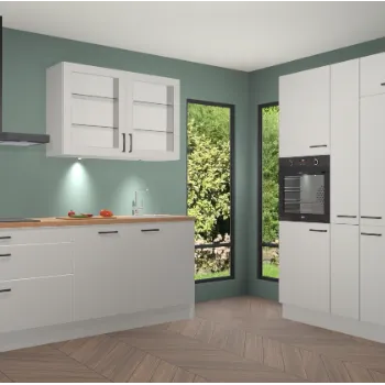Zijdegrijze hoogglans keuken Moskou 21735