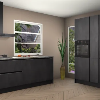 Beton zwarte greeploze keuken Bangkok 7459