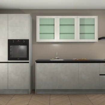 Beton opaal greeploze keuken Mumbai 21615