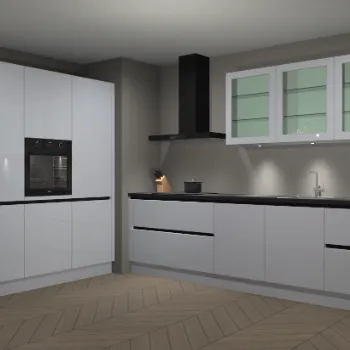 Witte hoogglans greeploze keuken Seattle 21631
