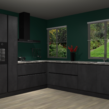 Beton Zwarte greeploze keuken Palermo 36512