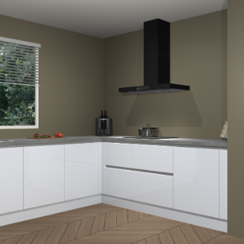 Sneeuwwitte hoogglans greeploze keuken Moroni 35584