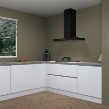 Sneeuwwitte hoogglans greeploze keuken Moroni 35601