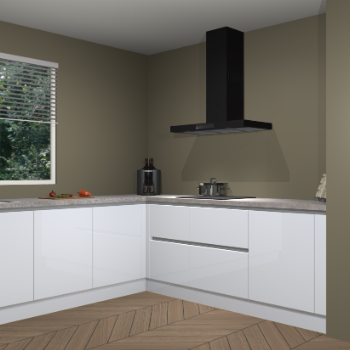 Sneeuwwitte hoogglans greeploze keuken Moroni 35609