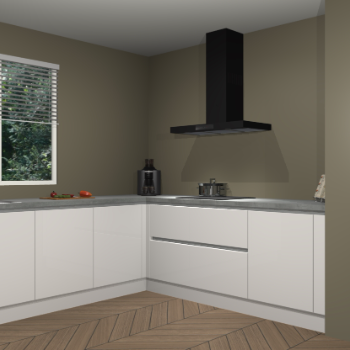 Zijdegrijze  hoogglans greeploze keuken Moroni 36527