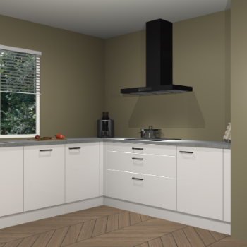 Zijdegrijze hoogglans keuken Moroni 36529