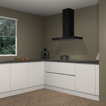 Zijdegrijze  hoogglans greeploze keuken Moroni 36533