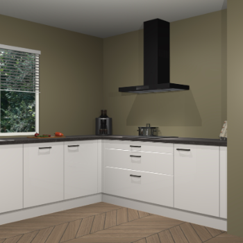 Zijdegrijze hoogglans keuken Moroni 36535