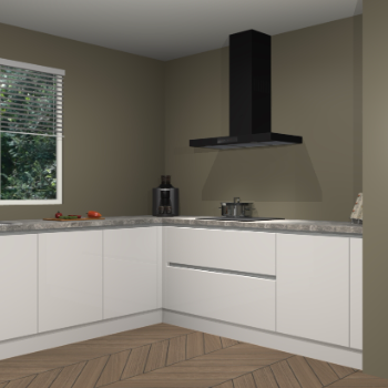 Zijdegrijze  hoogglans greeploze keuken Moroni 36539