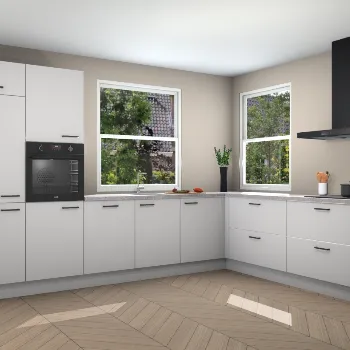 Zijdegrijze hoogglans keuken Gizeh 22163