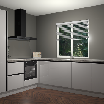 Zijdegrijs hoogglans keuken Doha 37404