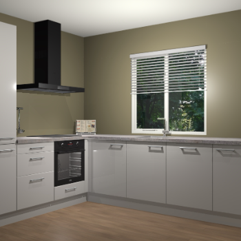 Zijdegrijs hoogglans keuken Doha 37405