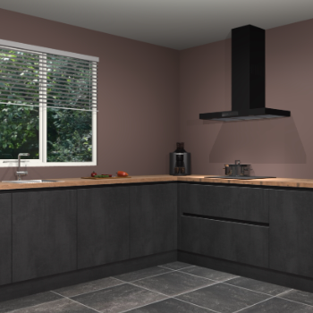 Beton zwarte greeploze keuken Moroni 37501