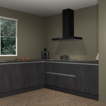 Beton zwarte greeploze keuken Moroni 37527