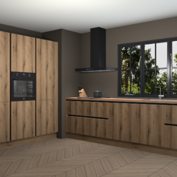 Gouden eiken greeploze keuken Marseille 38803