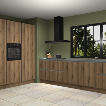 Gouden eiken greeploze keuken Marseille 38810