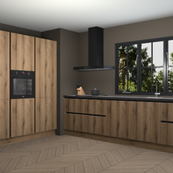 Gouden eiken greeploze keuken Marseille 38819