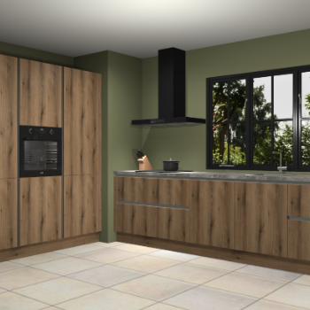 Gouden eiken greeploze keuken Marseille 38822