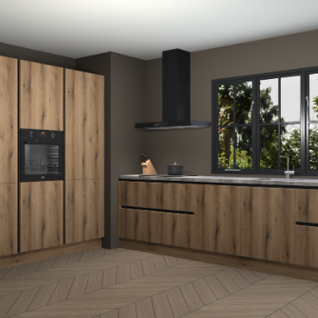 Gouden eiken greeploze keuken Marseille 38825