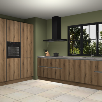 Gouden eiken greeploze keuken Marseille 38828