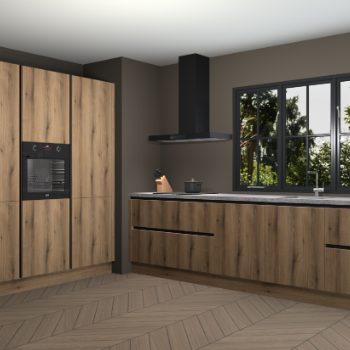 Gouden eiken greeploze keuken Marseille 38831