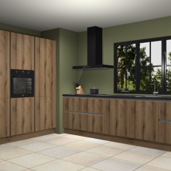 Gouden eiken greeploze keuken Marseille 38834