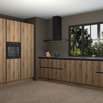 Gouden eiken greeploze keuken Marseille 38837