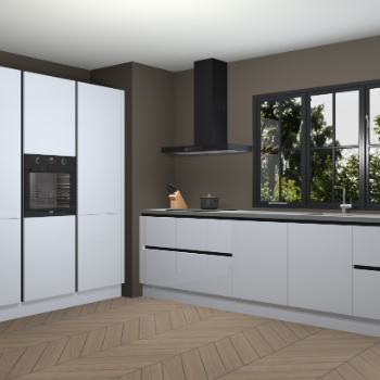 Sneeuwwitte hoogglans greeploze keuken Marseille 38898