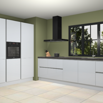 Sneeuwwitte hoogglans greeploze keuken Marseille 38901