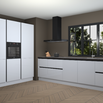 Sneeuwwitte hoogglans greeploze keuken Marseille 38904