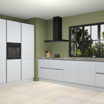 Sneeuwwitte hoogglans greeploze keuken Marseille 38907