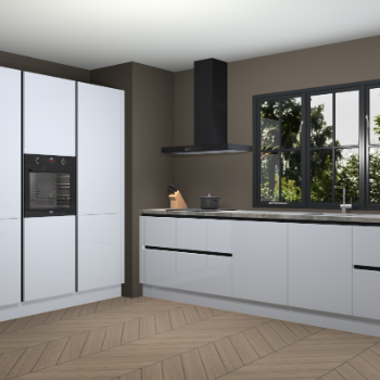 Sneeuwwitte hoogglans greeploze keuken Marseille 38910