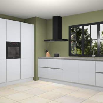 Sneeuwwitte hoogglans greeploze keuken Marseille 38913