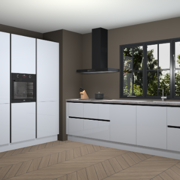 Sneeuwwitte hoogglans greeploze keuken Marseille 38916