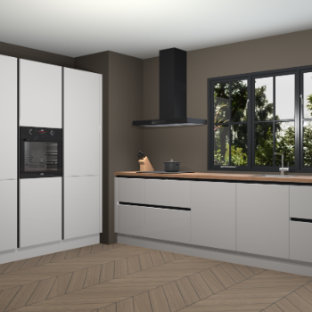 Zijdegrijze hoogglans greeploze keuken Marseille 38931