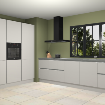 Zijdegrijze hoogglans greeploze keuken Marseille 38934