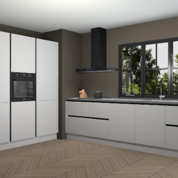 Zijdegrijze hoogglans greeploze keuken Marseille 38937