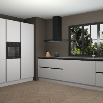 Zijdegrijze hoogglans greeploze keuken Marseille 38943