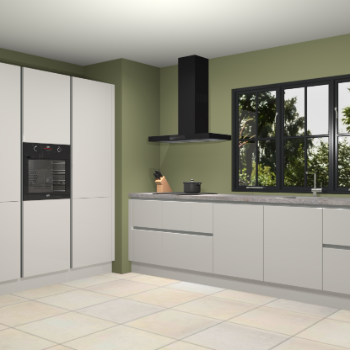 Zijdegrijze hoogglans greeploze keuken Marseille 38952