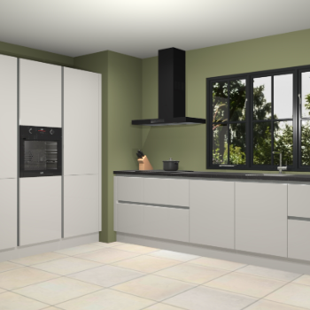 Zijdegrijze hoogglans greeploze keuken Marseille 38958