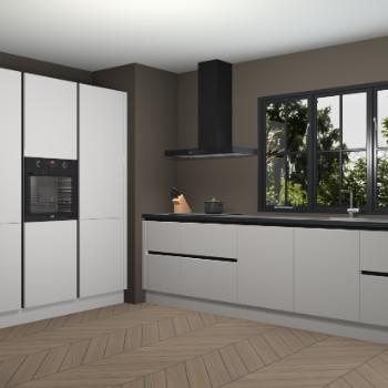 Zijdegrijze hoogglans greeploze keuken Marseille 38961